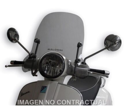 Cúpula Malossi Sport Screen ahumado oscuro para Vespa GT 125 y 200. Mejora protección aerodinámica, confort y estética deportiva.