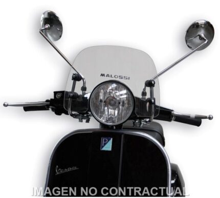 Cúpula Malossi Sport Screen transparente para Vespa PX 125, 150 y 200. Máxima visibilidad, protección aerodinámica y confort.