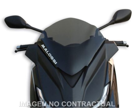 Cúpula Malossi Sport Screen ahumado oscuro para Yamaha X-Max 125. Mejora aerodinámica, confort y estética deportiva.