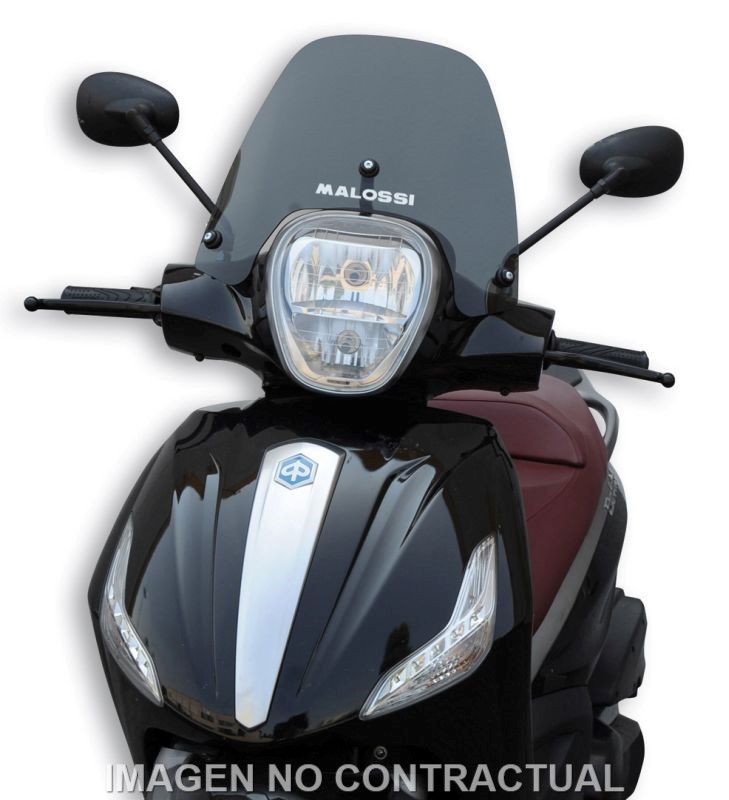 Cúpula Malossi Sport Screen Ahumado Oscuro Beverly 300 Cúpula Malossi Sport Screen ahumado oscuro para Piaggio Beverly 300. Mejora aerodinámica, confort y estética deportiva.