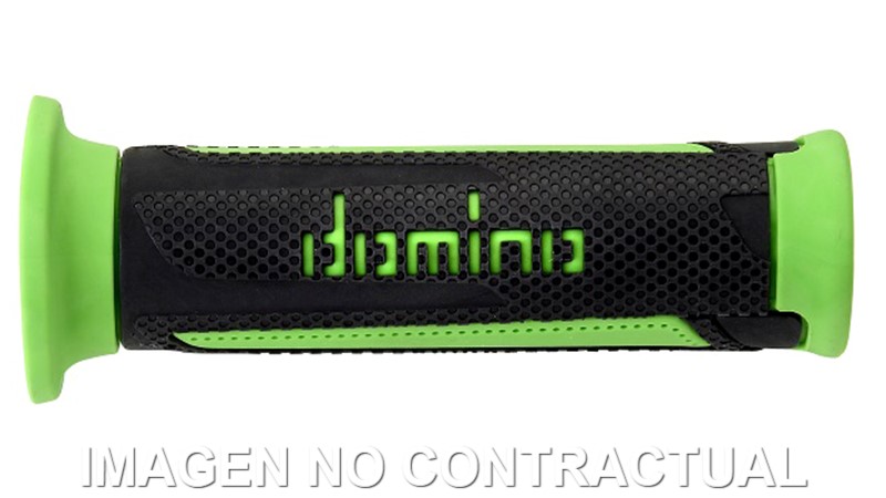 A35041C4470 Puños Domino Turismo Antracita-Verde Abiertos D 22 mm L 120 mm - Imagen 1