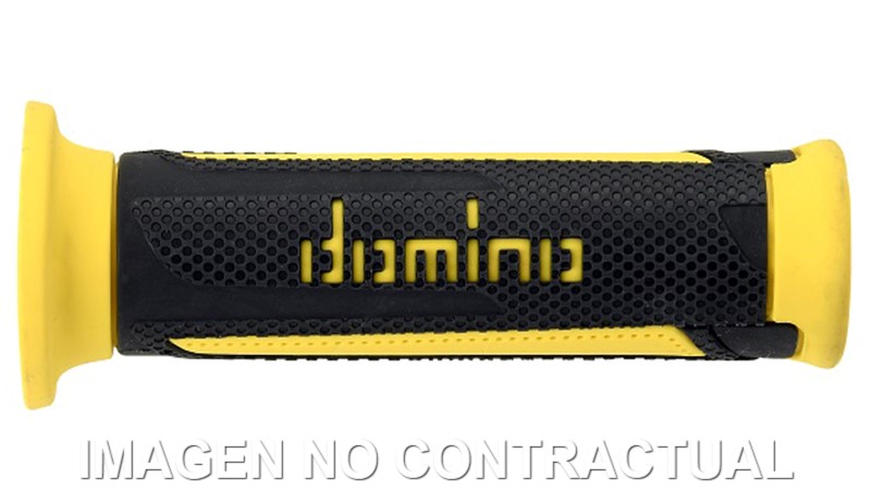 A35041C4770 Puños Domino Turismo Antracita-Amarillo Abiertos D 22 mm L 120 mm - Imagen 1