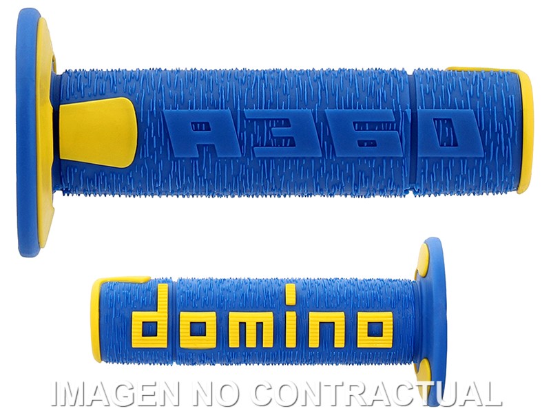 A36041C4847 Puños Domino OFF Road RPS Azul - Amarillo Cerrados D 22 mm L 120 mm - Imagen 1