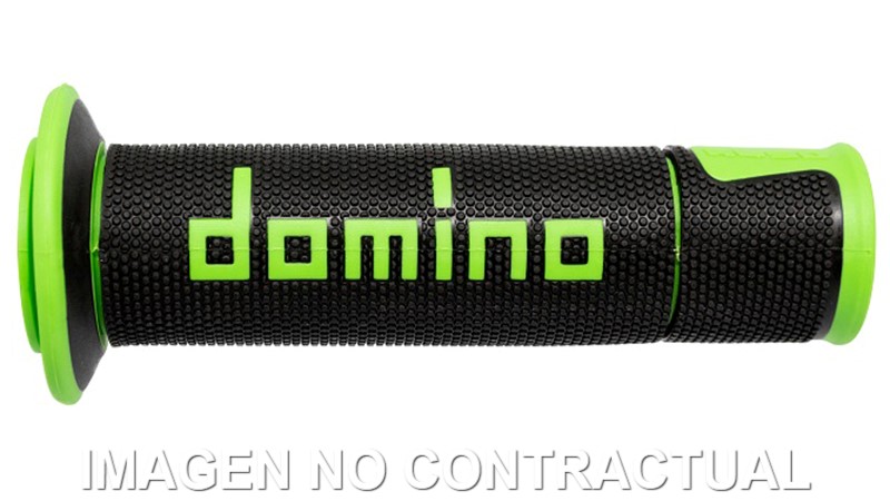 A45041C4440B7 Puños Domino On Road Racing Negro/Verde Abiertos D 22 mm L 120 mm - Imagen 1