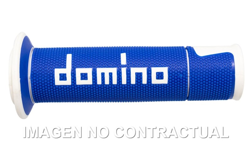 A45041C4648B7 Puños Domino On Road Racing Azul/Blanco Abiertos D 22 mm L 120 mm - Imagen 1
