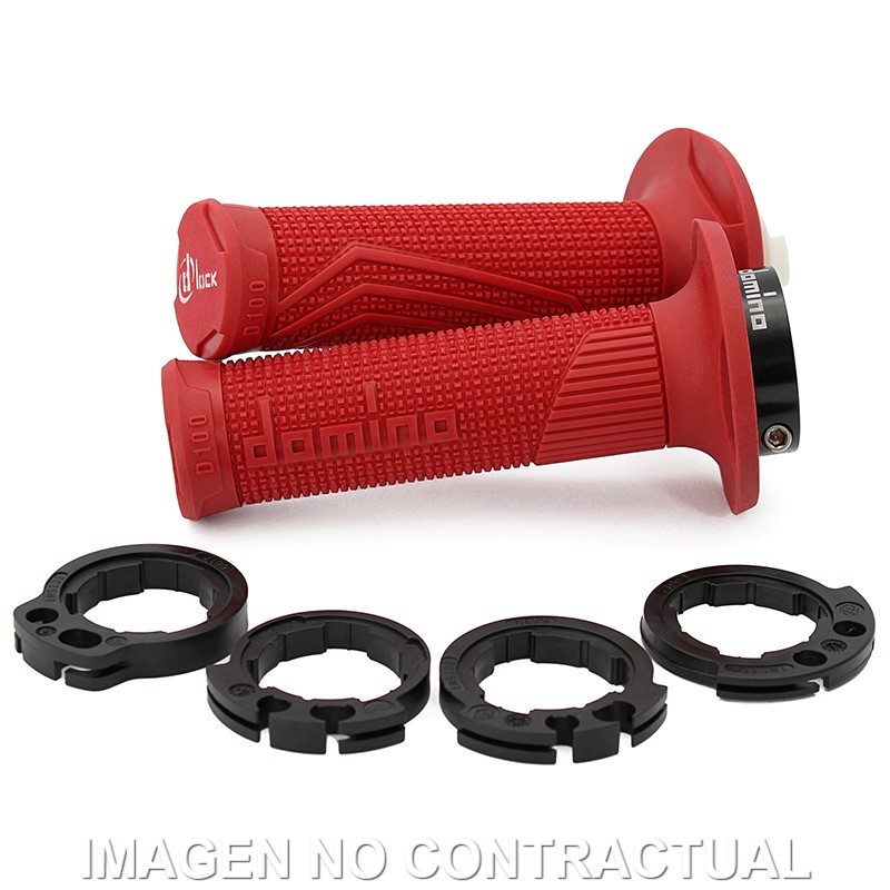 D10046C4200A9 Puños Domino D100 OFF Road Color Rojo D-Lock con sistema de fijación «Lock On» - Imagen 1