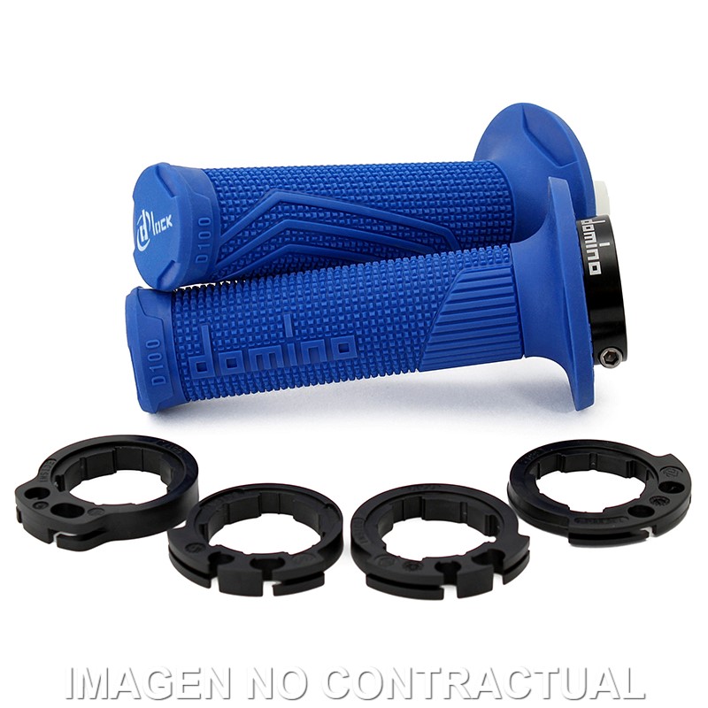 D10046C4800A9 Puños Domino D100 OFF Road Color Azul D-Lock con sistema de fijación «Lock On» - Imagen 1