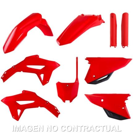Renueva tu Honda CRF450R/CRF250R con el kit de plásticos Polisport rojo (21-24). Alta resistencia, acabado OEM y ajuste perfecto para MX.