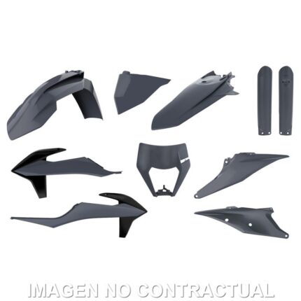 Renueva tu KTM EXC/EXC-F (2020-2023) con el kit completo de plásticos Polisport en gris. Resistencia, ajuste OEM y estilo premium para enduro.