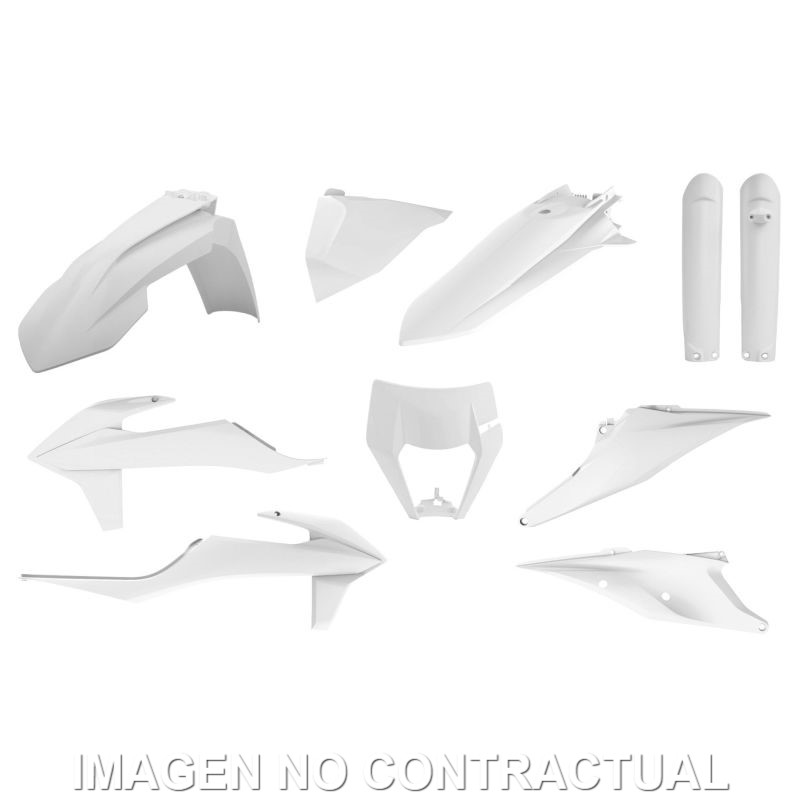 Kit Plásticos Polisport KTM EXC/EXC-F (2020-2023) Blanco | Enduro Compra el kit completo de plásticos Polisport blanco para KTM EXC/EXC-F (2020-2023). Resistente, con ajuste OEM y diseño brillante para enduro.