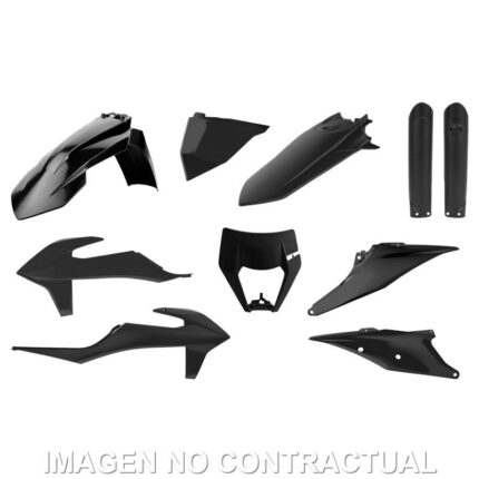 Compra el kit completo de plásticos Polisport negro para KTM EXC/EXC-F (2020-2023). Máxima resistencia, ajuste OEM y estilo premium para enduro.