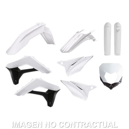 Compra el kit completo de plásticos Polisport en color blanco para Sherco SE-R/SEF-R (2017-2023). Alta resistencia, ajuste perfecto y diseño enduro profesional.
