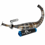 Escape completo KRM para Derbi Euro 2 / 3 / 4 80-90cc. Aumenta potencia, respuesta y sonido racing. Ideal para motores deportivos y preparados.