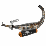 Escape completo KRM para Derbi Euro 2 / 3 / 4 80-90cc. Aumenta potencia, respuesta y sonido racing. Ideal para motores deportivos y preparados.