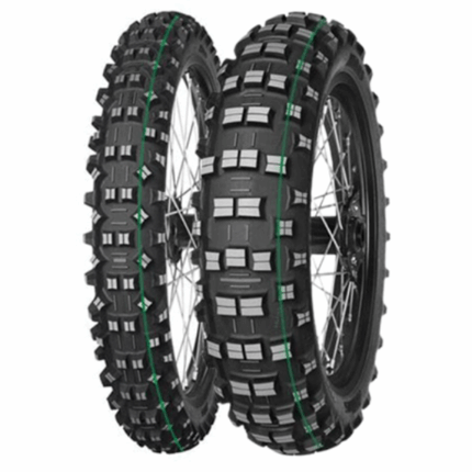 Compra el pack Mitas Terra Force-EF Super Light (delantero 90/90-21 + trasero 140/80-18 1 Raya Verde). Máxima tracción, control y rendimiento profesional FIM.