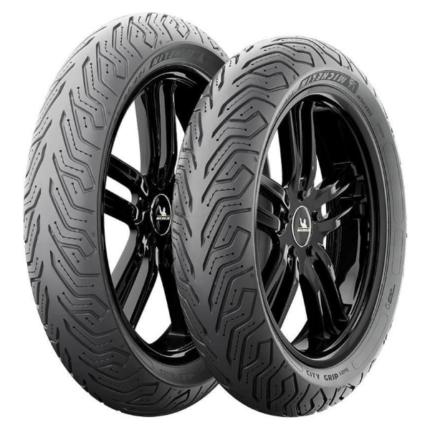Neumático Michelin 110/70-12 47S City Grip Saver TL/TT. Máximo agarre en mojado, eficiencia para scooters eléctricos y gran durabilidad. Seguridad y rendimiento superior.