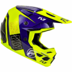 Casco FLY RACING Kinetic Rally Hi-Vis azul/negro. Alta visibilidad, gran ventilación y certificación de seguridad para motocross y enduro. Comodidad, ligereza y estilo en un solo casco.
