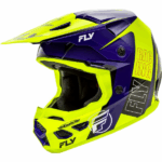 Casco FLY RACING Kinetic Rally Hi-Vis azul/negro. Alta visibilidad, gran ventilación y certificación de seguridad para motocross y enduro. Comodidad, ligereza y estilo en un solo casco.