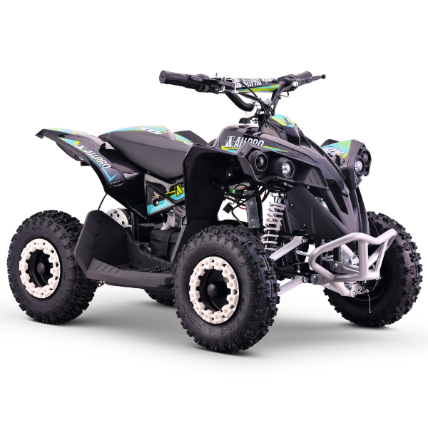 mini quad eléctrico 1000W infantil Mini Quad eléctrico 1000W 36V infantil. Hasta 30 km/h, batería 12Ah, ruedas 4.10-6. Seguro, silencioso y ideal para off-road. Diseño AllPro Azul.