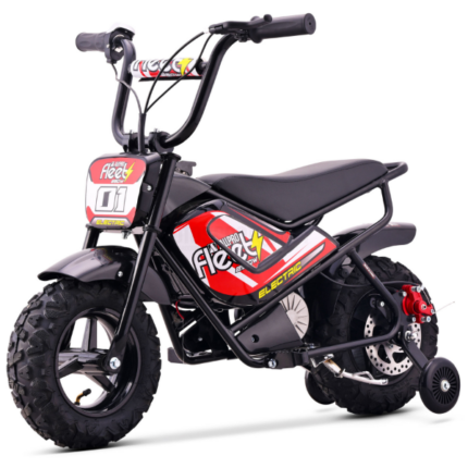 Mini moto eléctrica infantil 250W 24V roja. Hasta 20 km/h, segura y silenciosa. Ideal para iniciación. Rueda 110/50-6.50. Diseño AllPro deportivo.