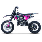 Pitbike infantil Minicross 50cc 2T AC llantas 14/12 rosa. Estable, segura y perfecta para iniciación off-road. Diseño AllPro moderno y divertido.
