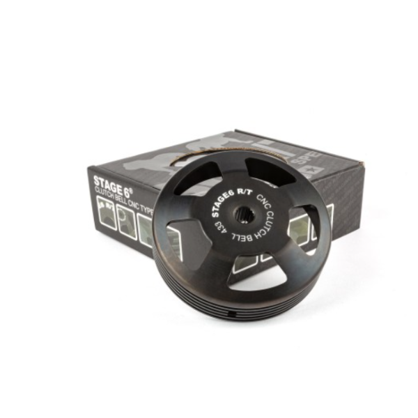 Campana de Embrague Stage6 R/T Ø107 mm para Minarelli Horizontal Campana de embrague Stage6 R/T Ø107 mm para motores Minarelli Horizontal. Máxima resistencia, mejor refrigeración y rendimiento racing.