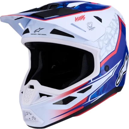 Casco Alpinestars S-M7 Blaster blanco azul rojo