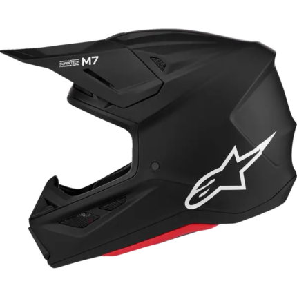 Compra el casco Alpinestars S-M7 Solid Negro Mate MX27 con tecnología PLASMA, calota de fibras compuestas y homologación ECE 22.06.